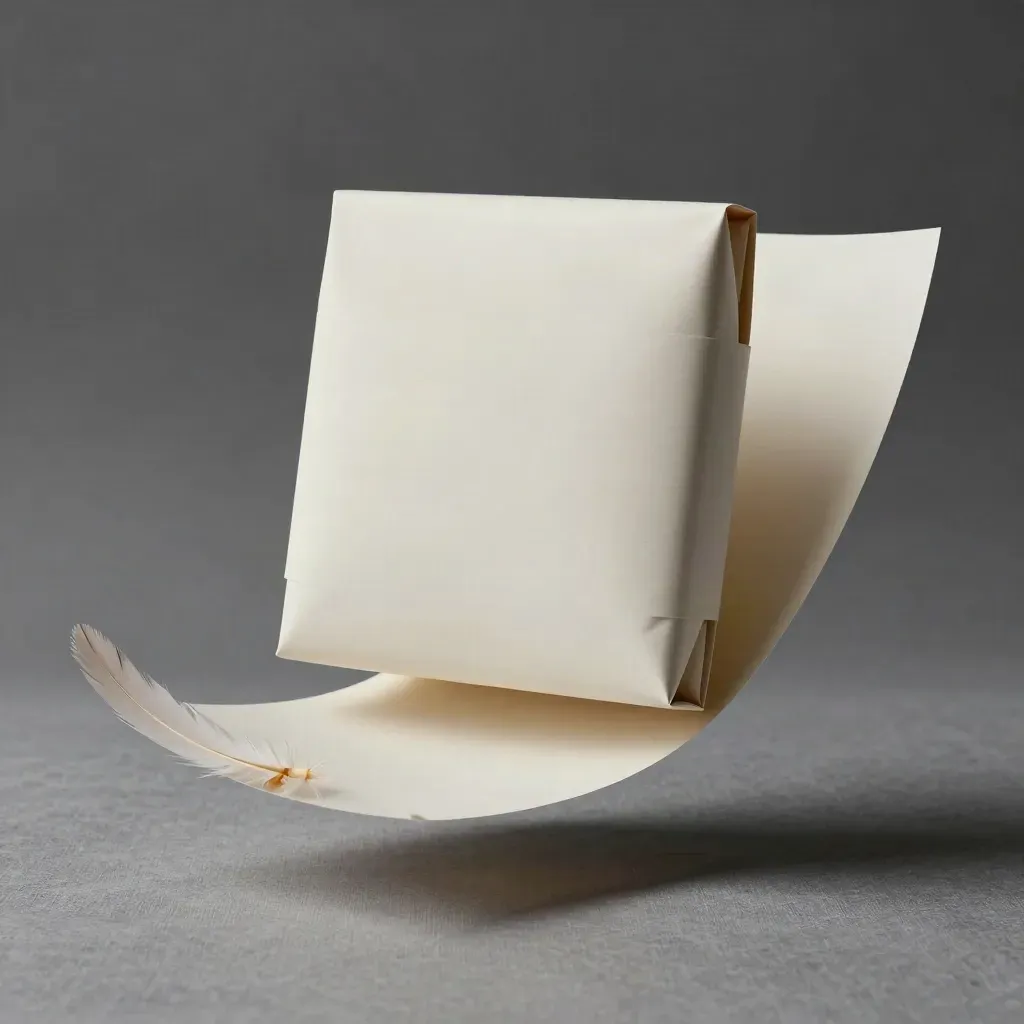 Suspended launch survey pack with drifting sheets on a dark studio backdrop.
